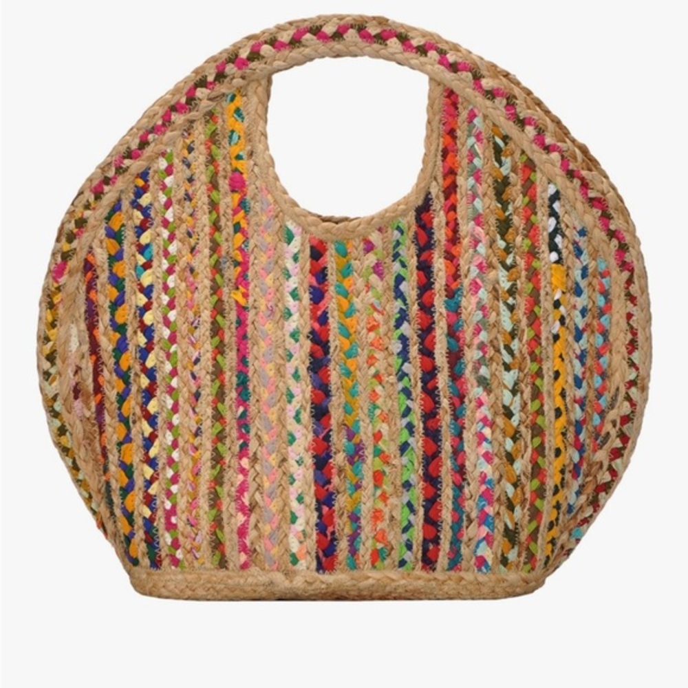 Antik Kraft Multicolor Braided Straw Tote - Picture 2 of 14
